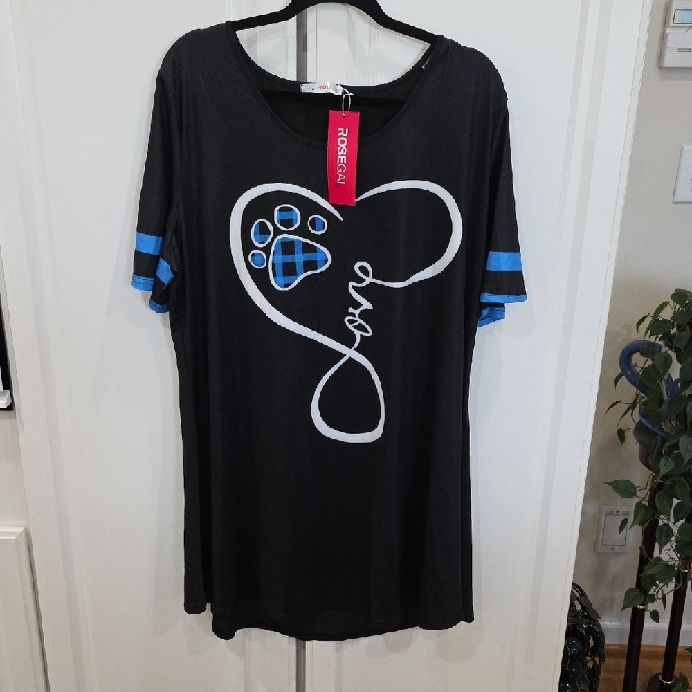 Rosegal Black and Blue Short Sleeve Tee